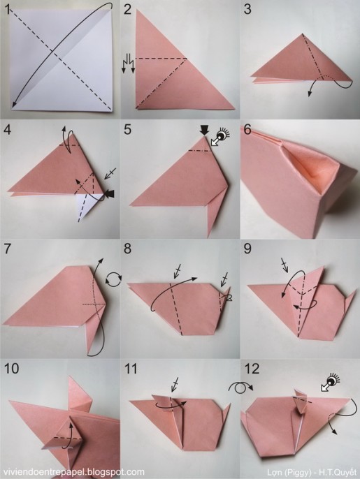 Оригинальная схема оригами - Свинка 3018ec3fec