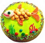 Фантазии из сладостей - Золотая рыбка - украшаем торт,  десерт к детскому празднику