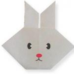 Оригами зайчик - поделка из бумаги для детей