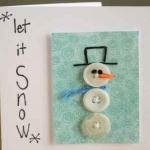 Зимняя поделка для детей - открытка снеговик