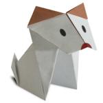 Оригами из бумаги для детей. Собака